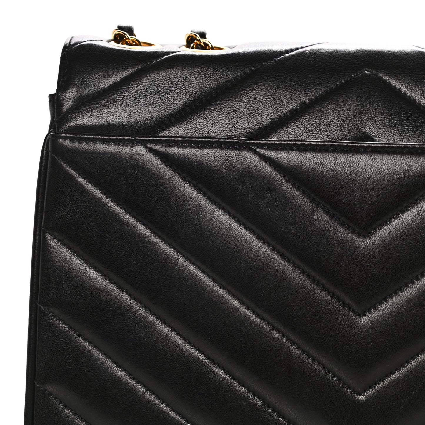 Lambskin Quilted Chevron Small Single Flap Black