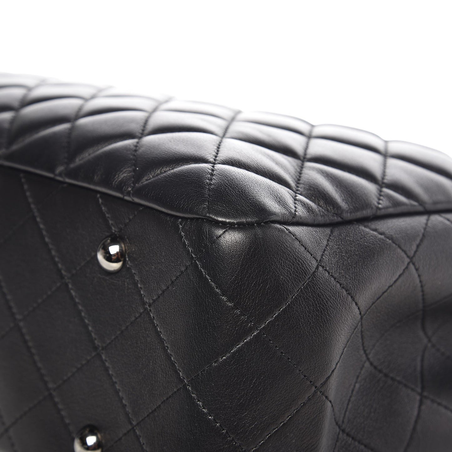 Calfskin Quilted Large CC Shopping Tote Black