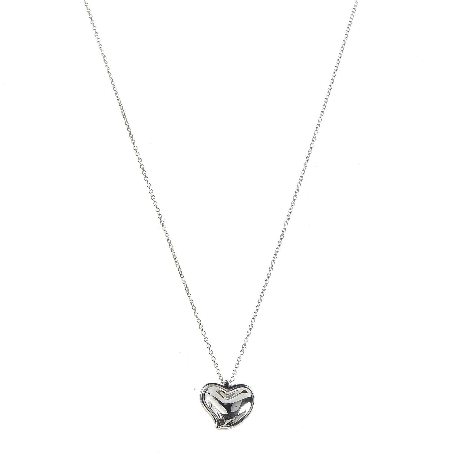 Tiffany Sterling Silver Elsa Peretti Full Heart Pendant Necklace 1 of 10
