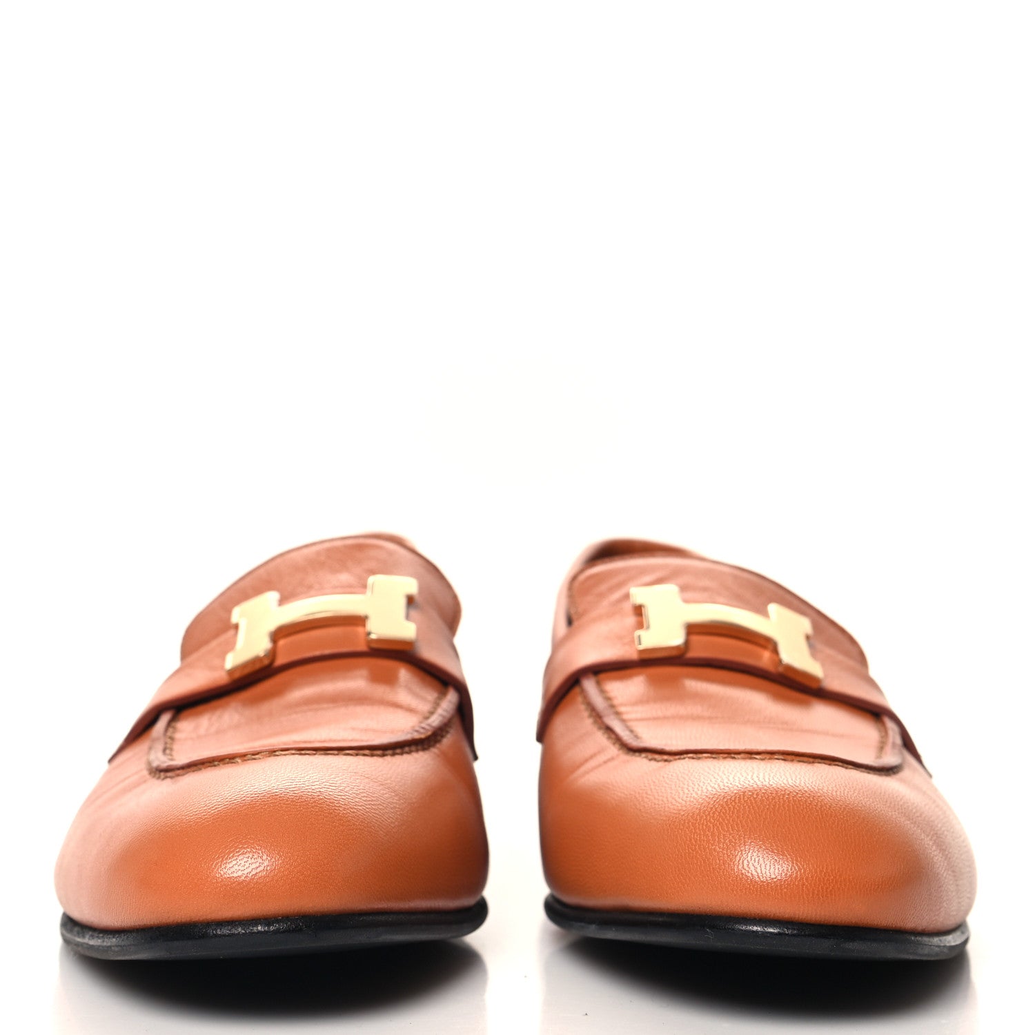 Hermes Goatskin Womens Paris Loafers 39 Marron Glaise 3 of 9