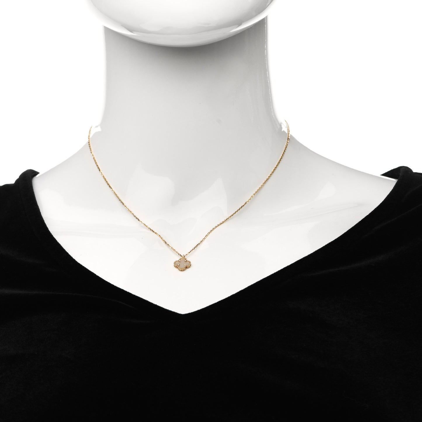 18K Yellow Gold Mother of Pearl Sweet Alhambra Pendant Necklace