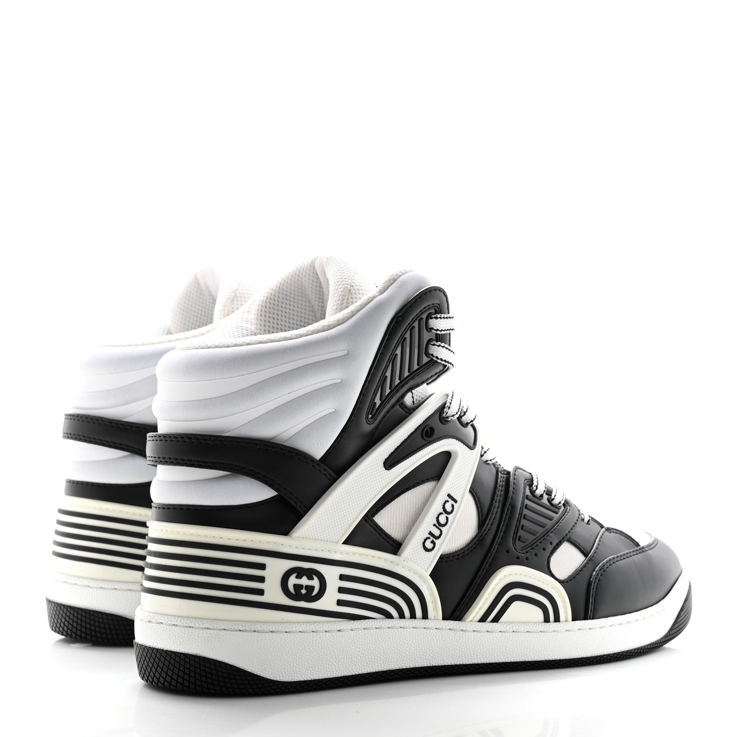 Gucci Evolution Fabric Mens Basket High Top Sneakers 11 Black White 4 of 9