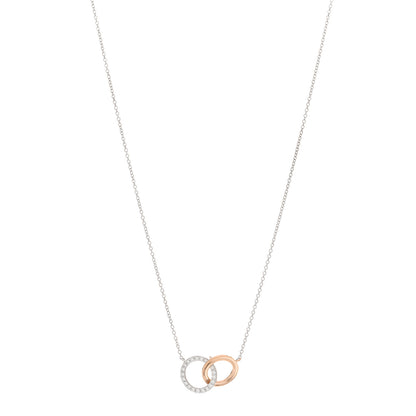 Tiffany 18K White Rose Gold Diamond Double Interlocking Circles Pendant Necklace 1 of 4