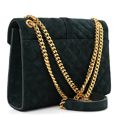 Saint Laurent Suede Mixed Matelasse Triquilt Medium Monogram Envelope Satchel Algae 3 of 11