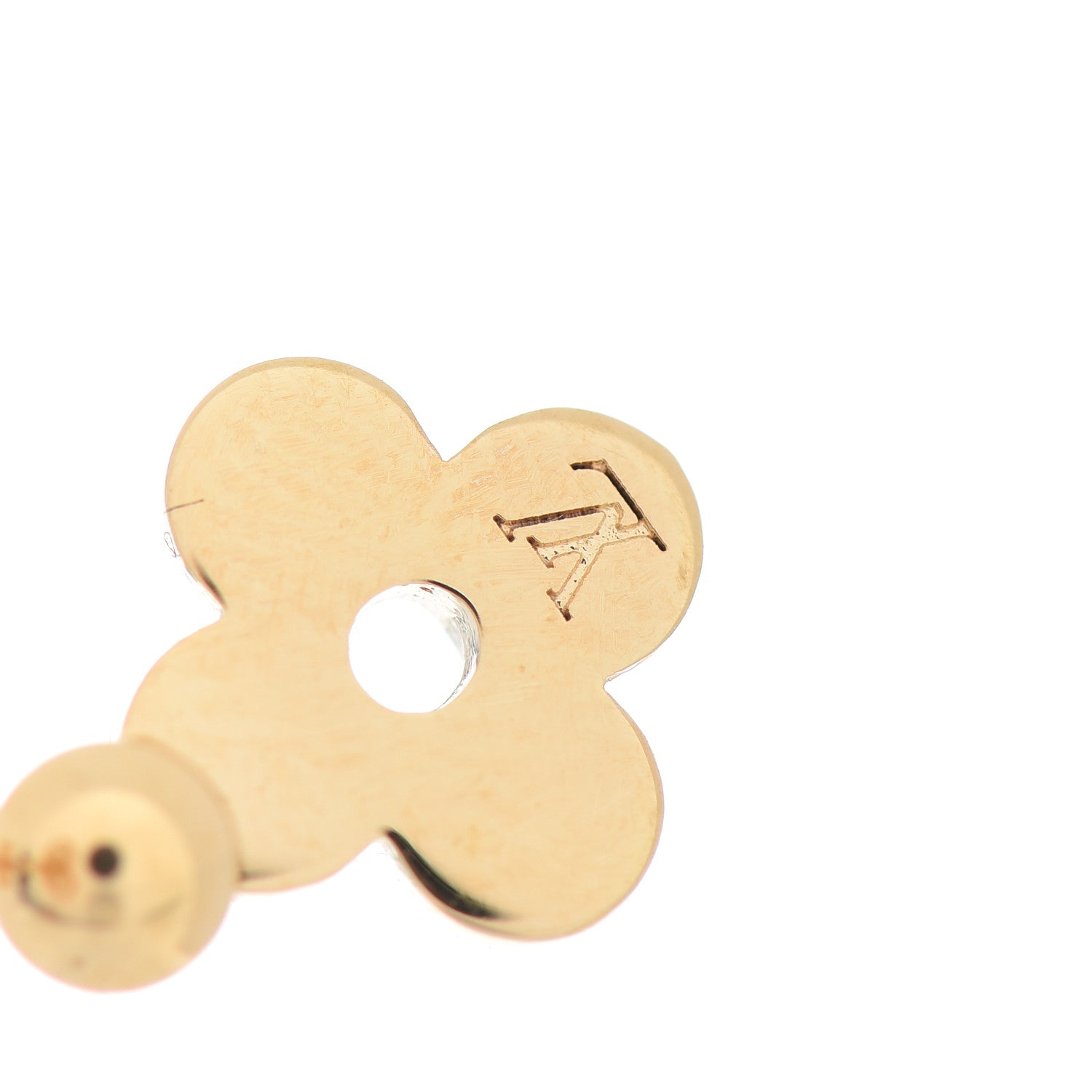 Louis Vuitton Brass Blooming Earrings Gold 4 of 4