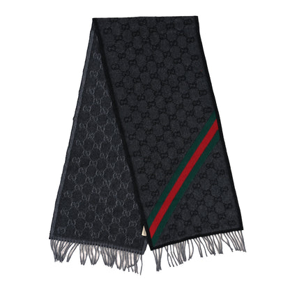 Gucci Wool Alpaca Monogram Web New Nikky Scarf Grey 2 of 3