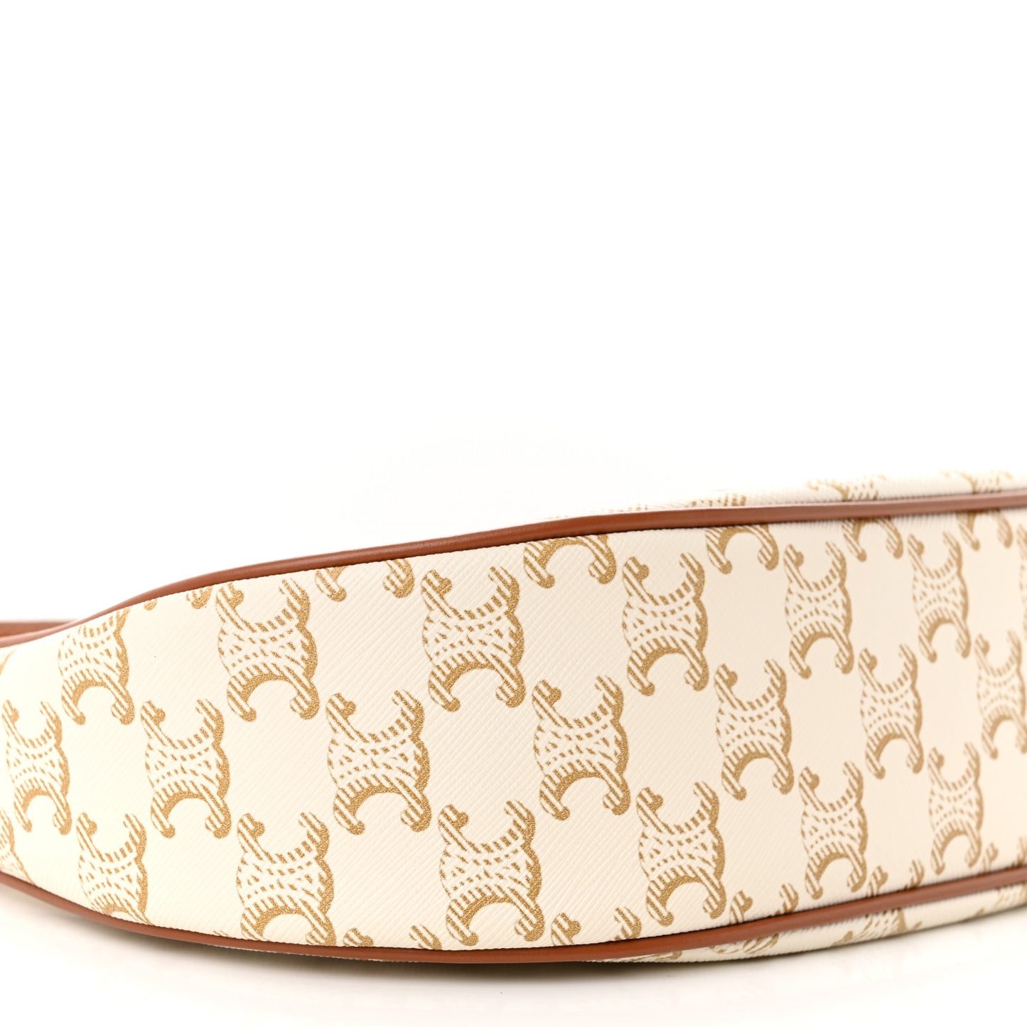 Canvas Calfskin Ava Triomphe Shoulder Bag White