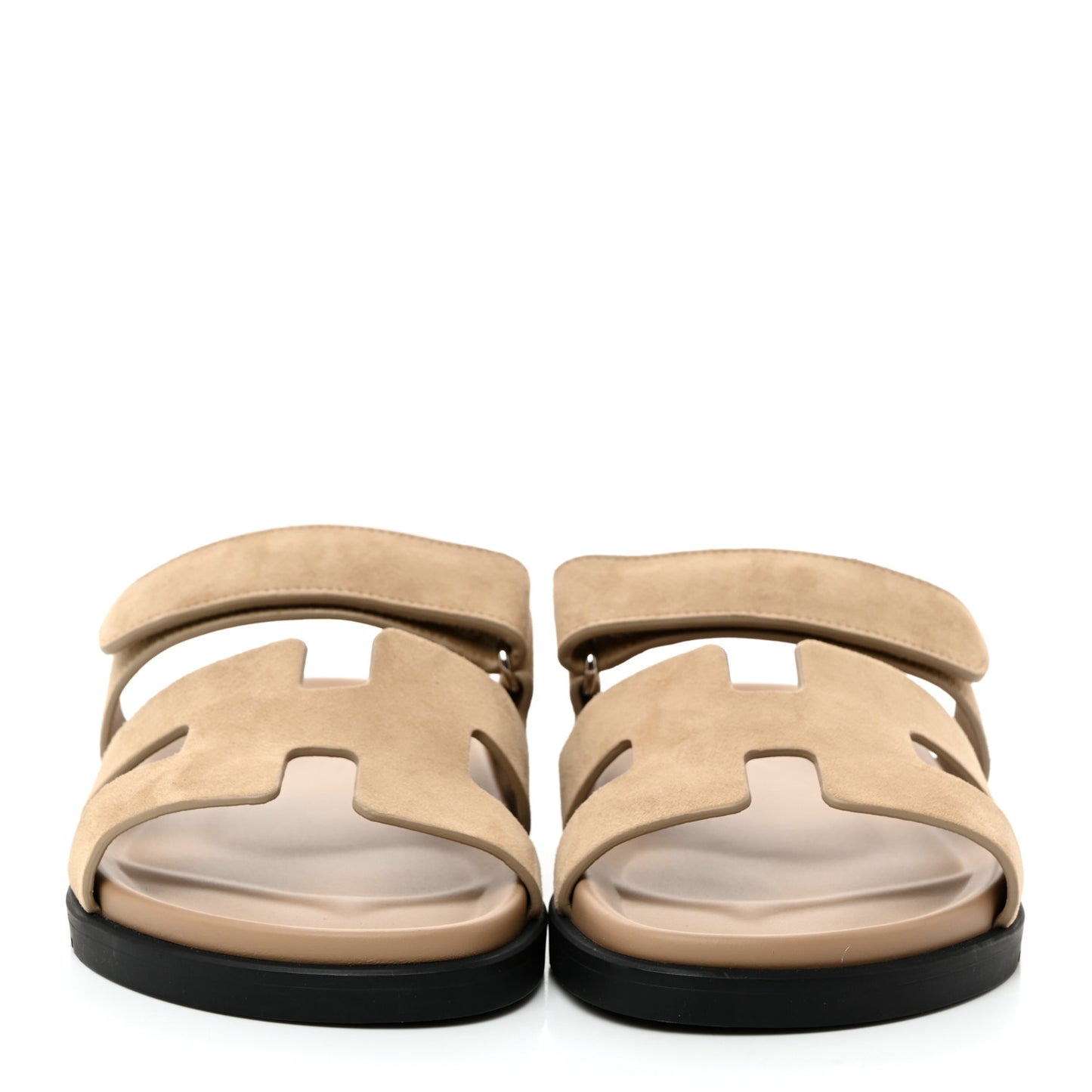 Suede Goatskin Womens Chypre Sandals 38.5 Beige Argile