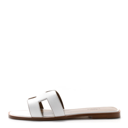 Hermes Box Calfskin Oran Sandals 39.5 White 1 of 9