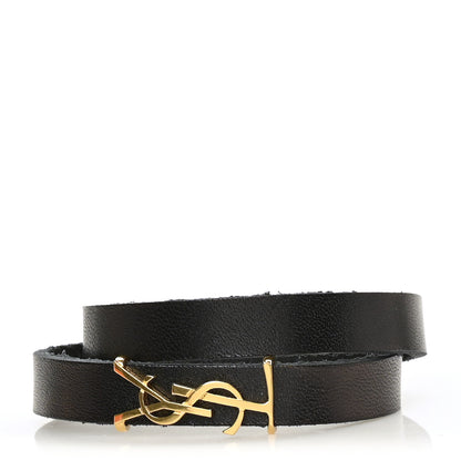 Saint Laurent Calfskin Opyum Double Wrap Bracelet Black 1 of 4