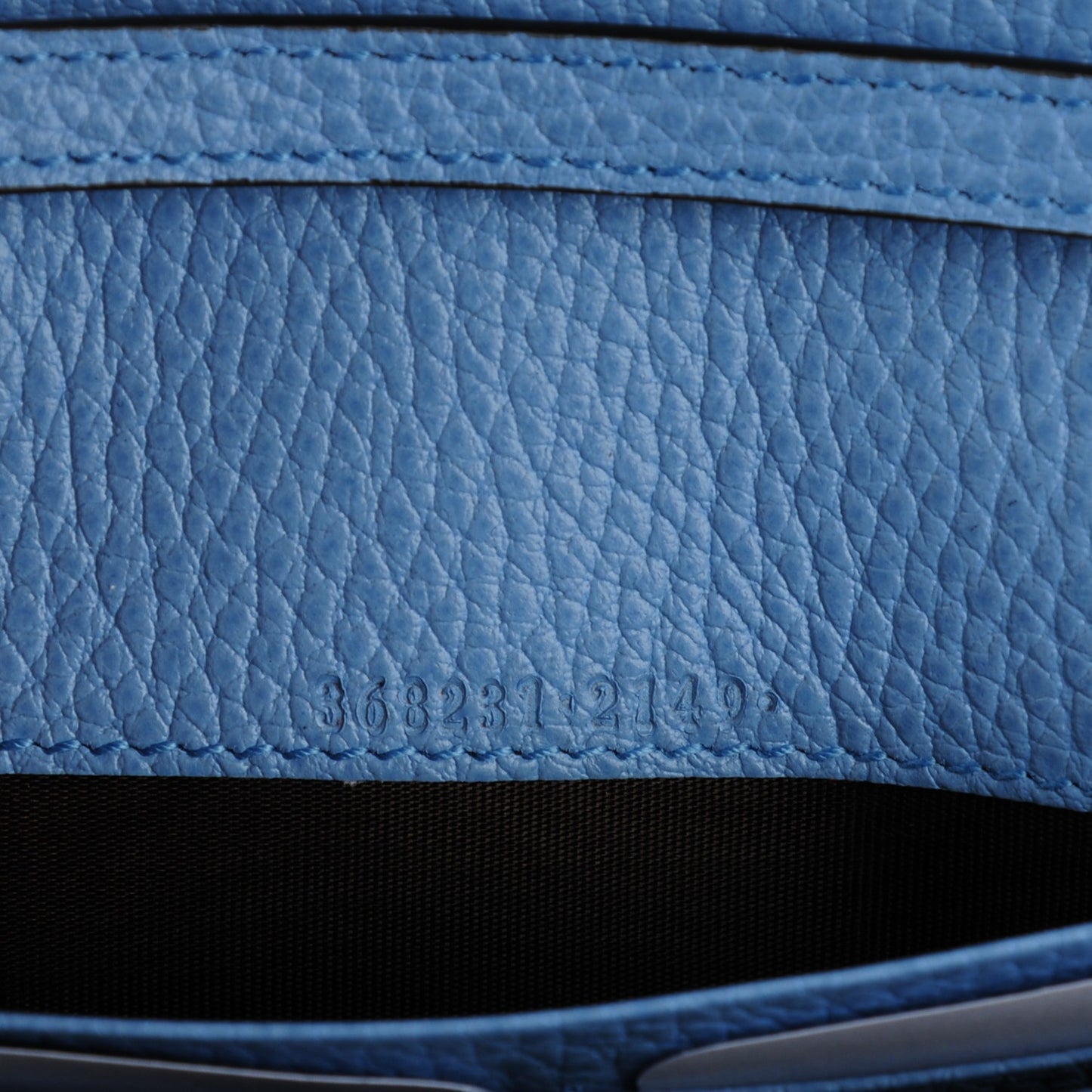 Dollar Calfskin Mini Swing Wallet Bag Mineral Blue