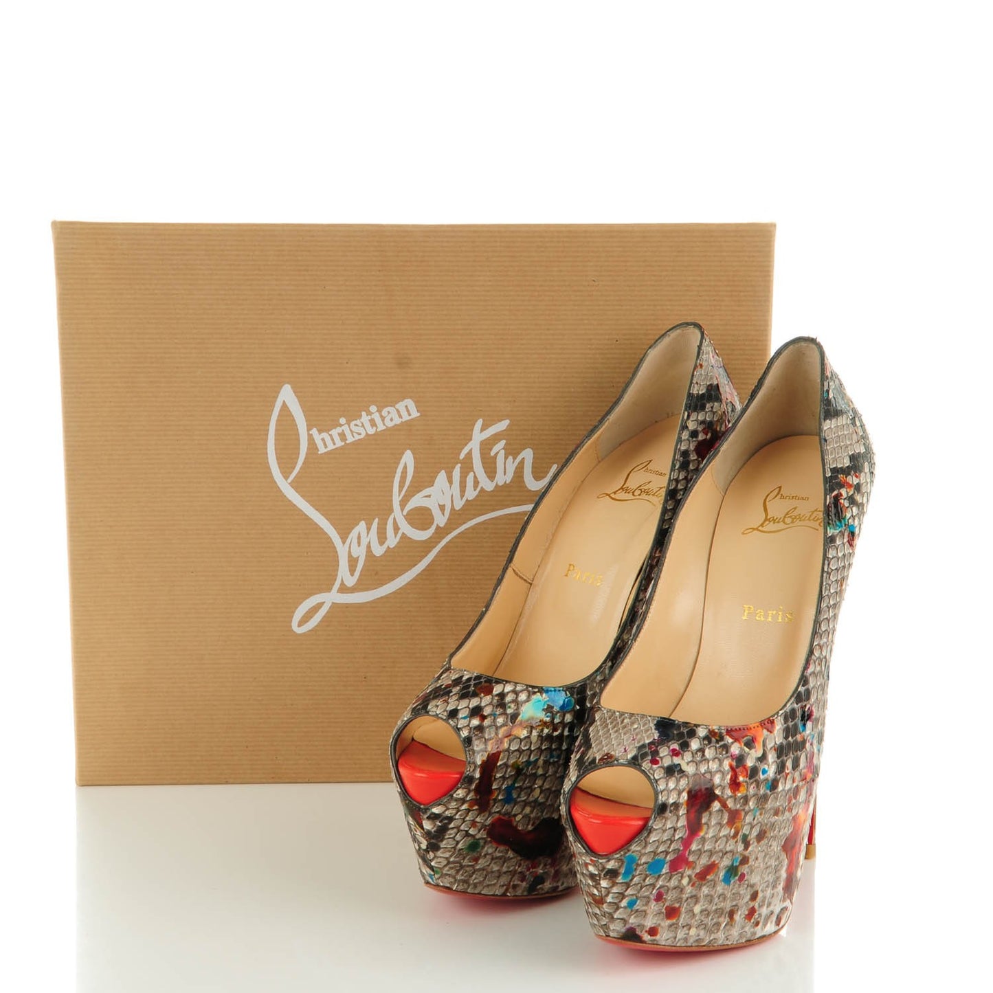 Python Carnaval Kid Highness 160 Pumps 39.5 Multicolor Mandarin Red