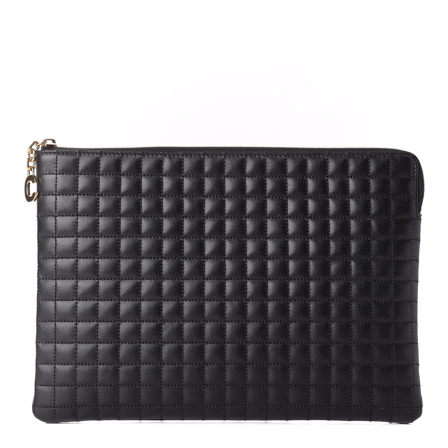 Celine Calfskin Quilted C Charm Pouch Black 1 of 9