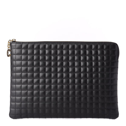 Celine Calfskin Quilted C Charm Pouch Black 1 of 9