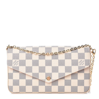 Louis Vuitton Damier Azur Pochette Felicie Chain Wallet Rose Ballerine 1 of 14
