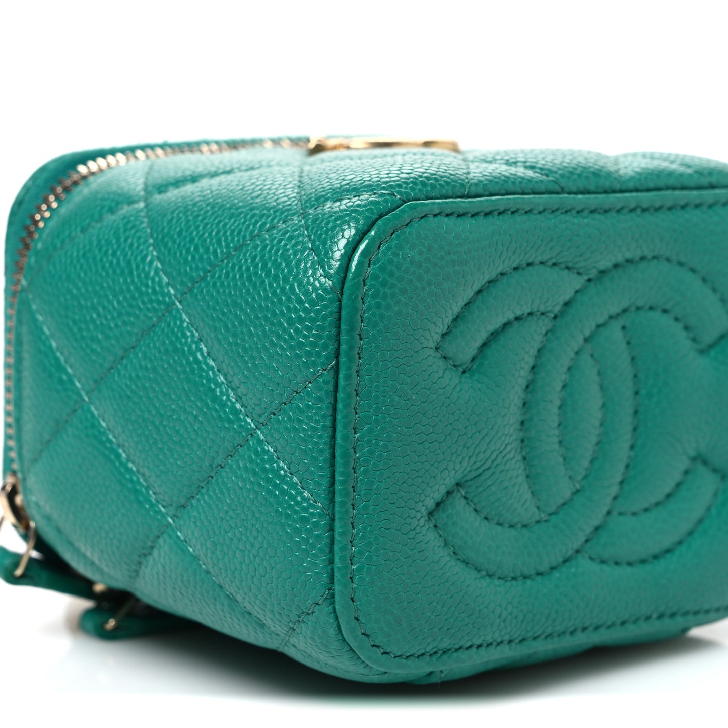 Caviar Quilted Sweetheart Mini Vanity Case Green