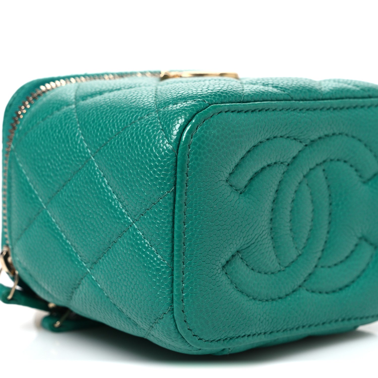 Chanel Caviar Quilted Sweetheart Mini Vanity Case Green 9 of 10