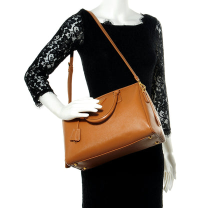 Prada Saffiano Lux Bowler Caramel 2 of 9