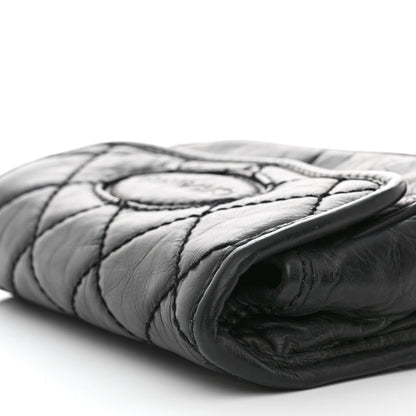 Chanel Aged Calfskin Quilted Logo Flap Belt Bag Black 10 of 11