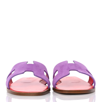 Hermes Suede Goatskin Oran Sandals 37 Violet Parme 2 of 9