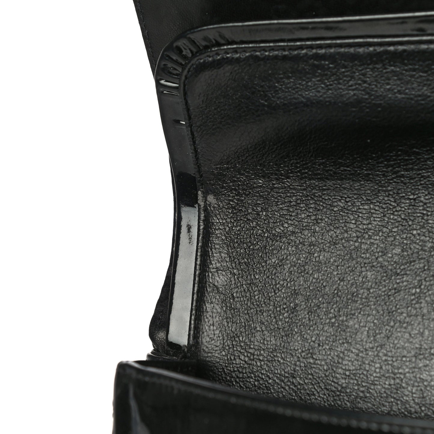 Patent Quilted Medium Double Flap Black