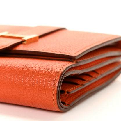 Hermes Chevre Mysore Tri Fold Bearn Wallet Orange 9 of 9
