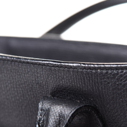 Burberry Grainy Calfskin House Check Medium Banner Tote Black 12 of 14
