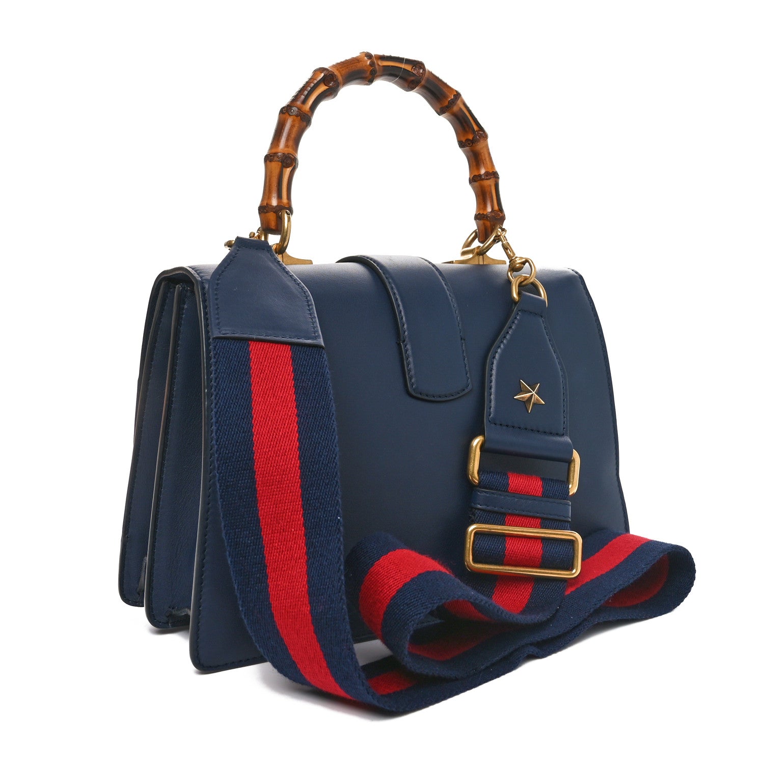 Gucci Moon Calfskin Bamboo Web Medium Dionysus Top Handle Bag Blue Emerald Hibiscus Red 3 of 10