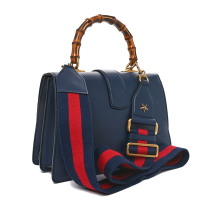 Gucci Moon Calfskin Bamboo Web Medium Dionysus Top Handle Bag Blue Emerald Hibiscus Red 3 of 10