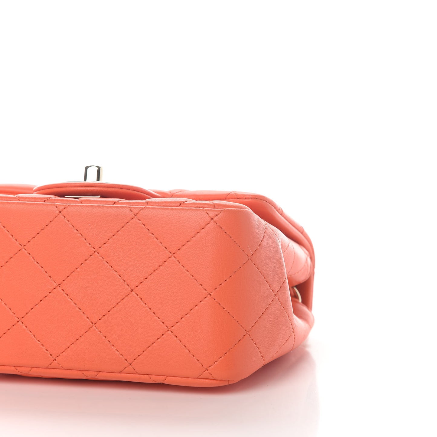 Lambskin Quilted Mini Square Flap Light Orange