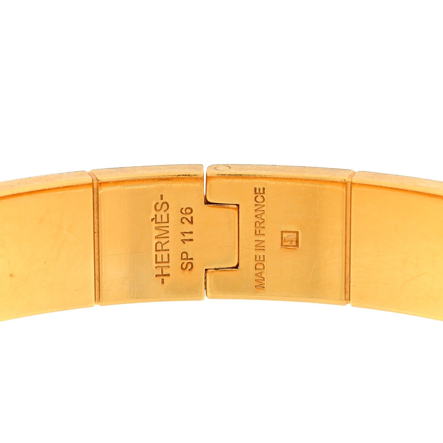 Hermes Enamel Charniere Uni Narrow Hinged Bracelet S White 3 of 3