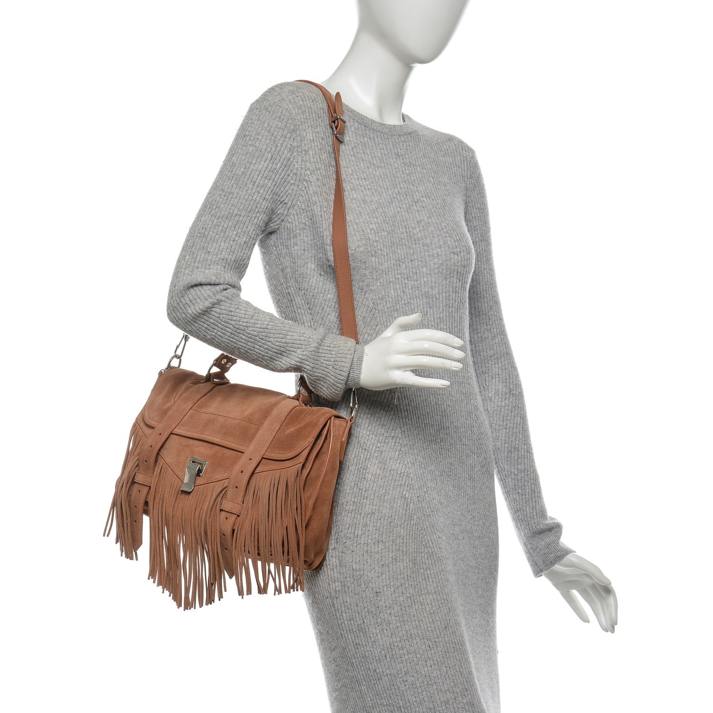 Suede Fringe Medium PS1 Satchel Dune