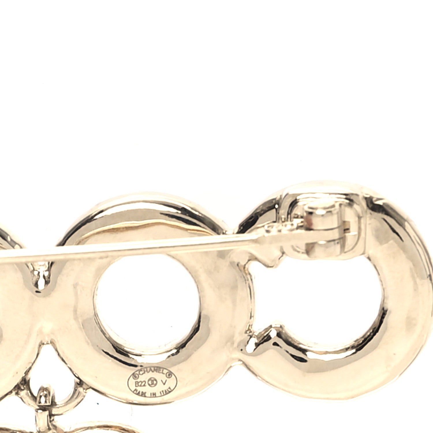 Chanel Metal Pearl Coco Brooch Gold 3 of 3