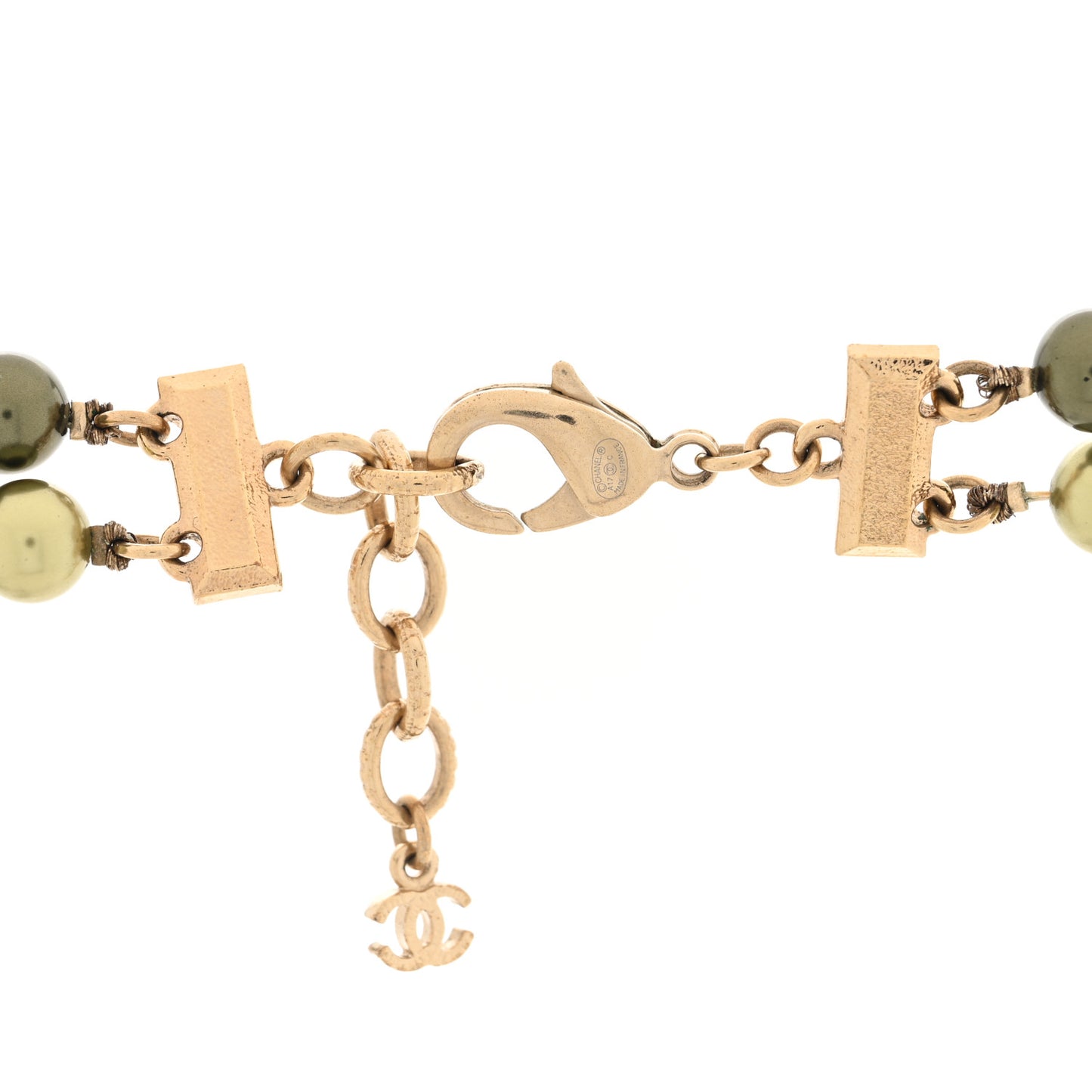 Pearl Star CC Multi Strand Long Necklace Green Gold