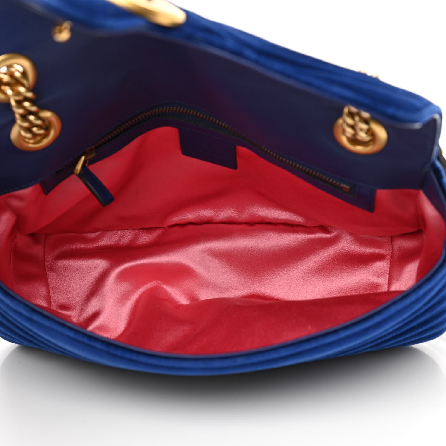 Gucci Velvet Matelasse Small GG Marmont Shoulder Bag Cobalt Blue 5 of 9