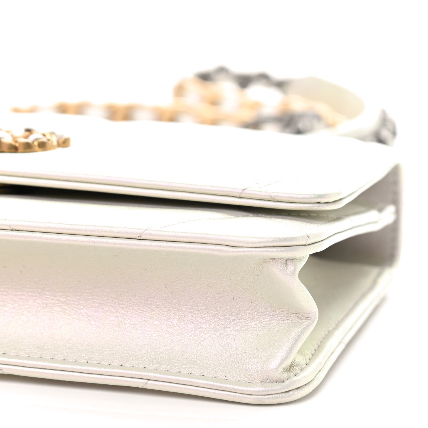 Chanel Iridescent Calfskin Quilted Chanel 19 Wallet On Chain WOC White 10 of 10