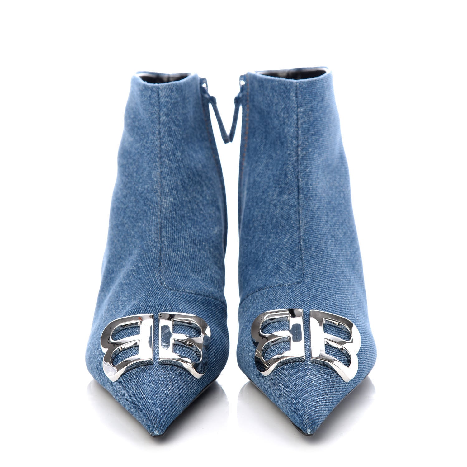 Balenciaga Denim BB Pointy Toe Ankle Booties 39 Light Bleu 2 of 11