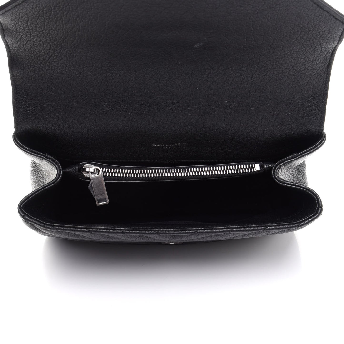 Sheepskin Matelasse Chevron Monogram Medium College Bag Black