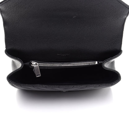 Saint Laurent Sheepskin Matelasse Chevron Monogram Medium College Bag Black 5 of 15
