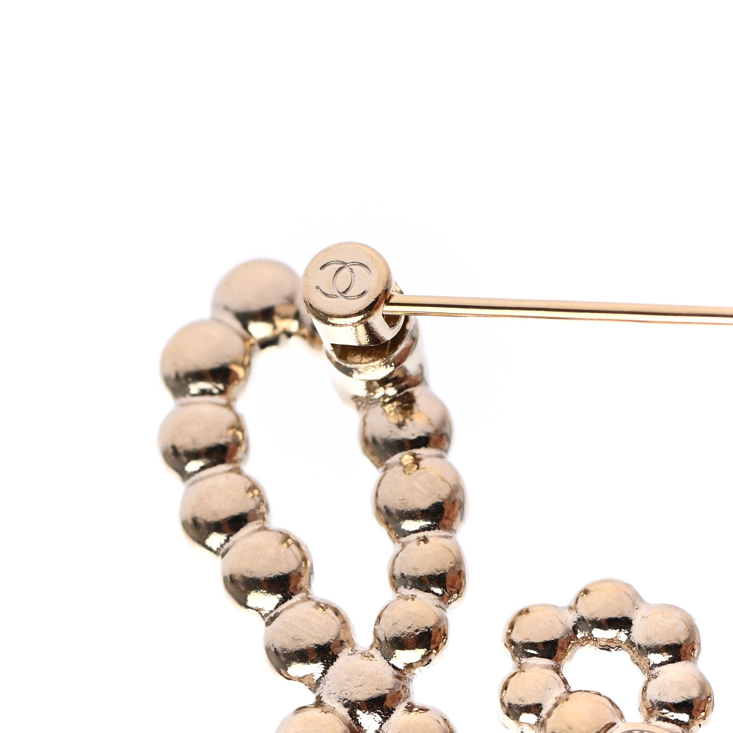 Chanel Metal Glass Swirling Pearls Brooch Pin Gold 5 of 5