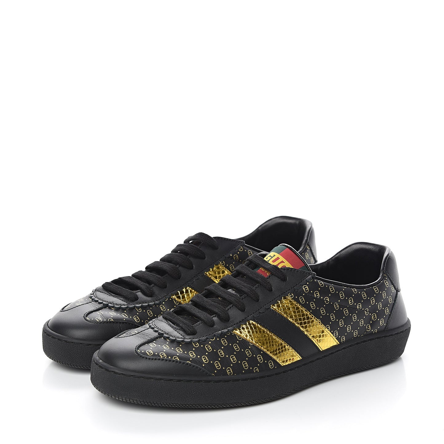 X DAPPER DAN Calfskin Laminated Ayers GG Micro Monogram Mens G74 Sneakers 6 Black