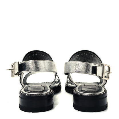 Christian Dior Crinkled Lambskin Crystal Dior Wanted Sandals 40 Argent 6 of 12