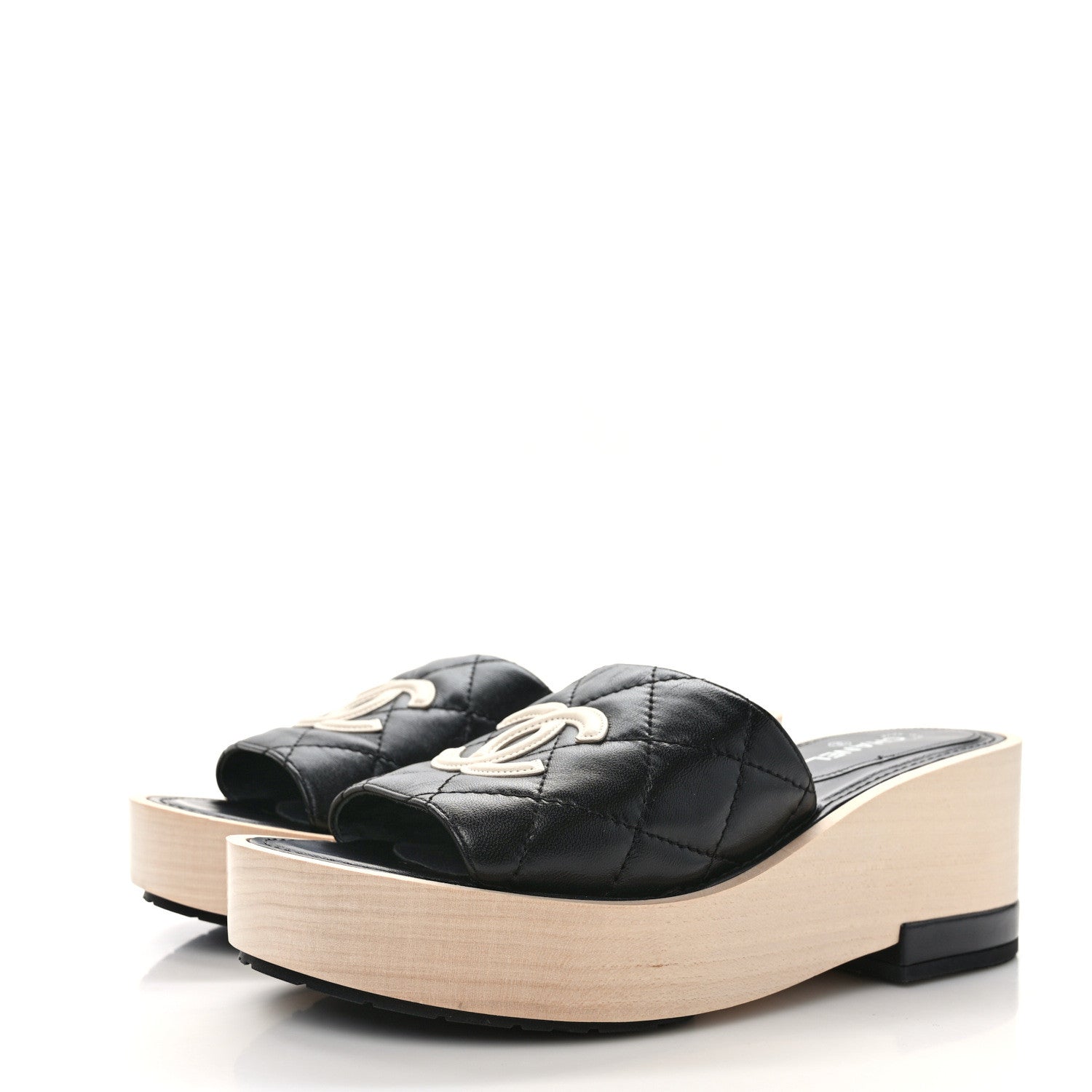 Chanel Lambskin CC Flat Slide Sandals 37 Black 3 of 8
