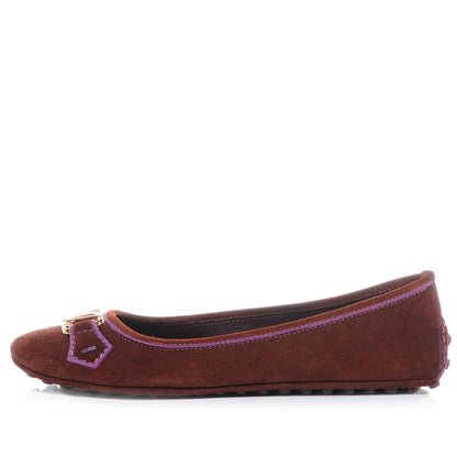 Louis Vuitton Suede Oxford Ballerina Flats Cognac 37.5 1 of 8