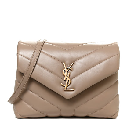 Saint Laurent Calfskin Y Quilted Monogram Toy Loulou Crossbody Bag Latte 1 of 12
