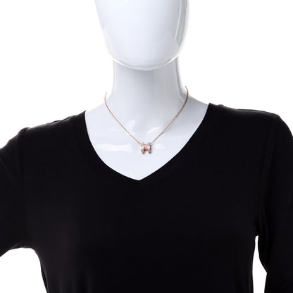 Hermes Lacquered Rose Gold Pop H Pendant Necklace Marron Glace 2 of 6
