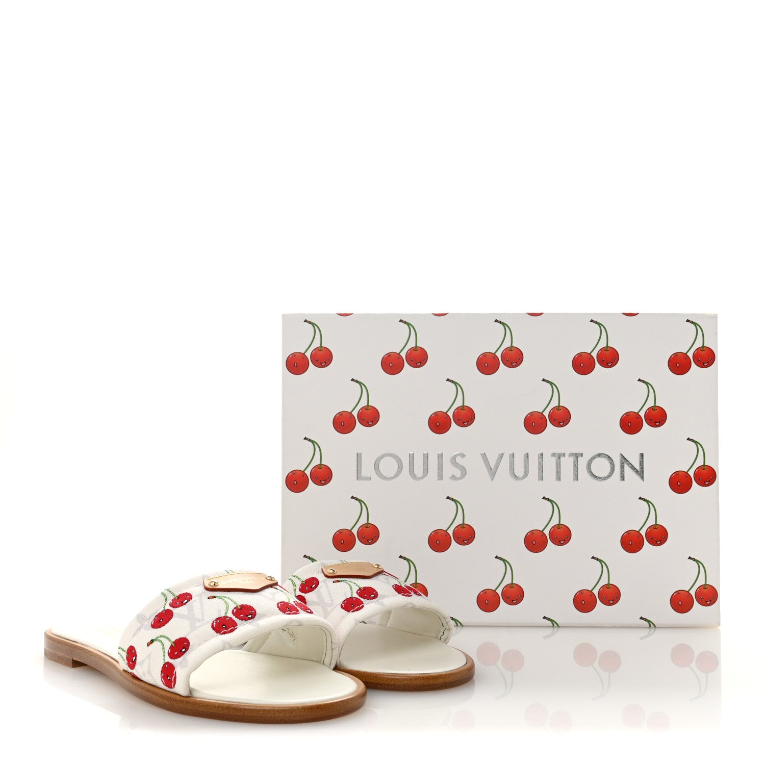 Louis Vuitton LV x TM Raffia Monogram Cerises Lily Flat Mule 36.5 White 10 of 10