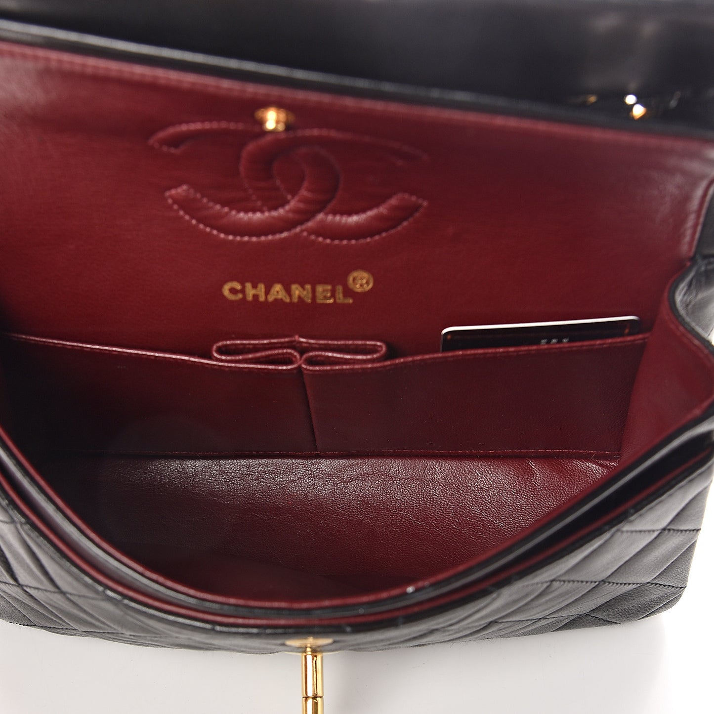 Lambskin Quilted Small Double Flap Black