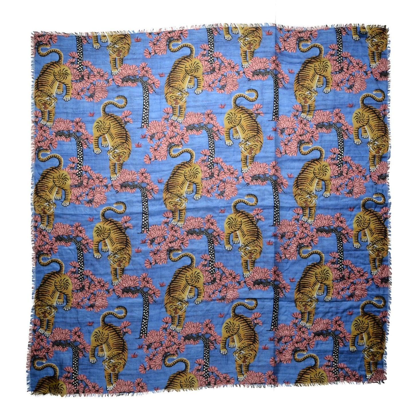 Modal Silk Bengal Square Scarf Blue