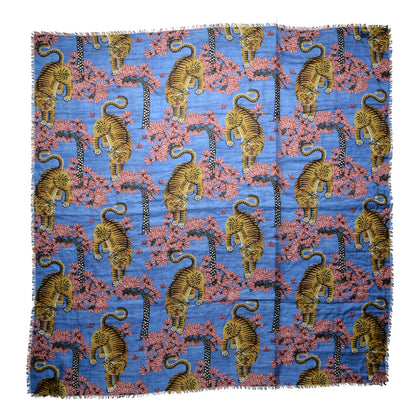 Gucci Modal Silk Bengal Square Scarf Blue 1 of 4